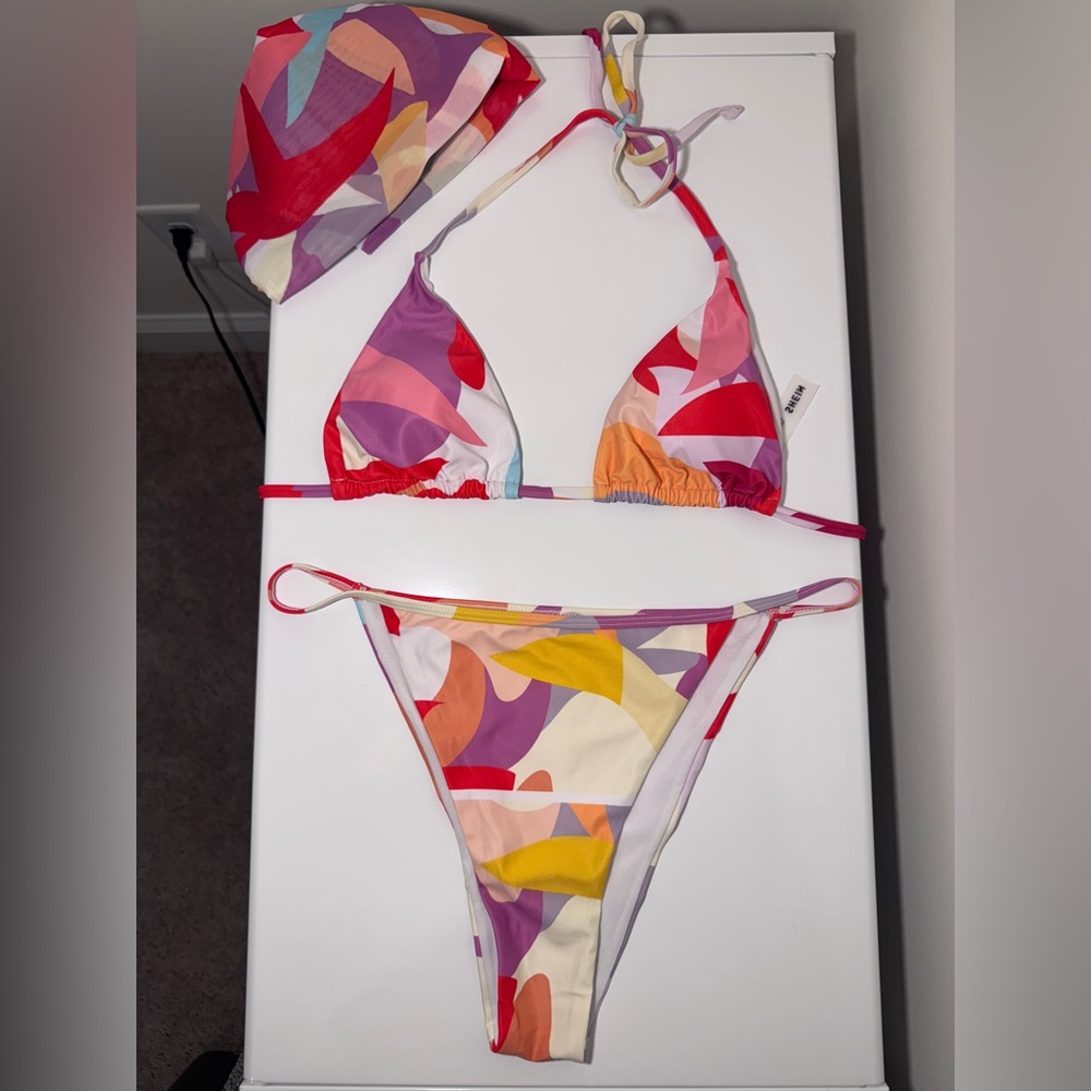 Colorful Abstract Bikini Set with Matching wrap